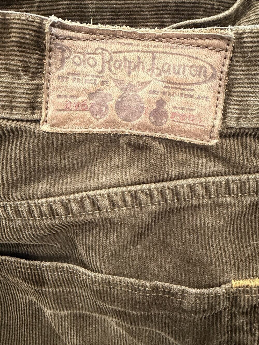 Vintage Polo Ralph Lauren Corduroy Pants Mens 38x30 Brown Leather Patch